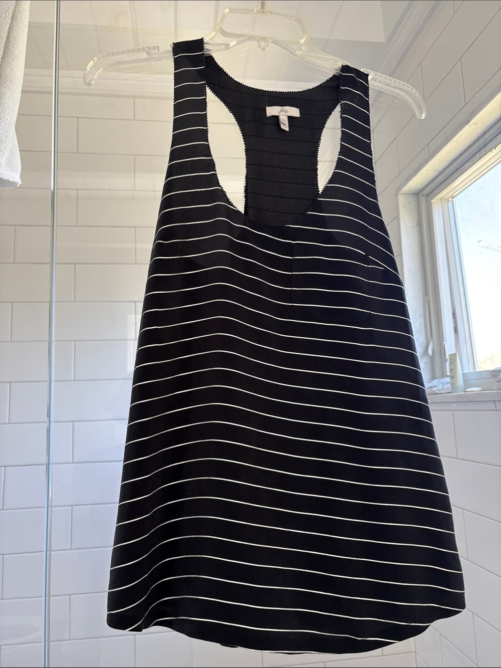 Joie Black silk silver striped  Racerback Tank